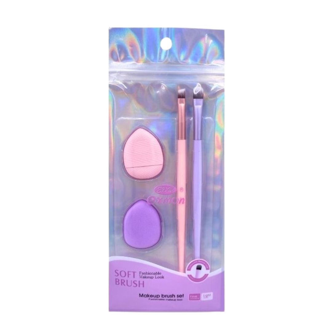 SET DE PINCELES Y BORLAS PARA COSMETICOS*4PCS BMR-4458