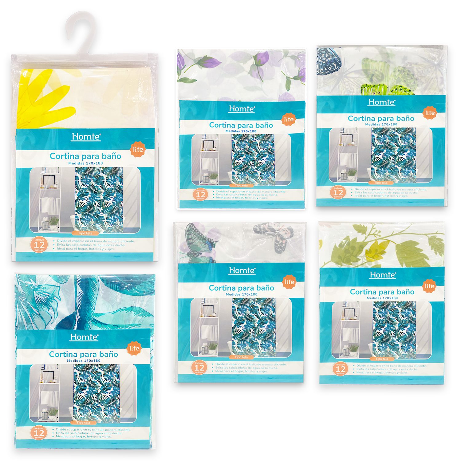 CORTINA DE BAÑO TIPO TELA 170*180CM