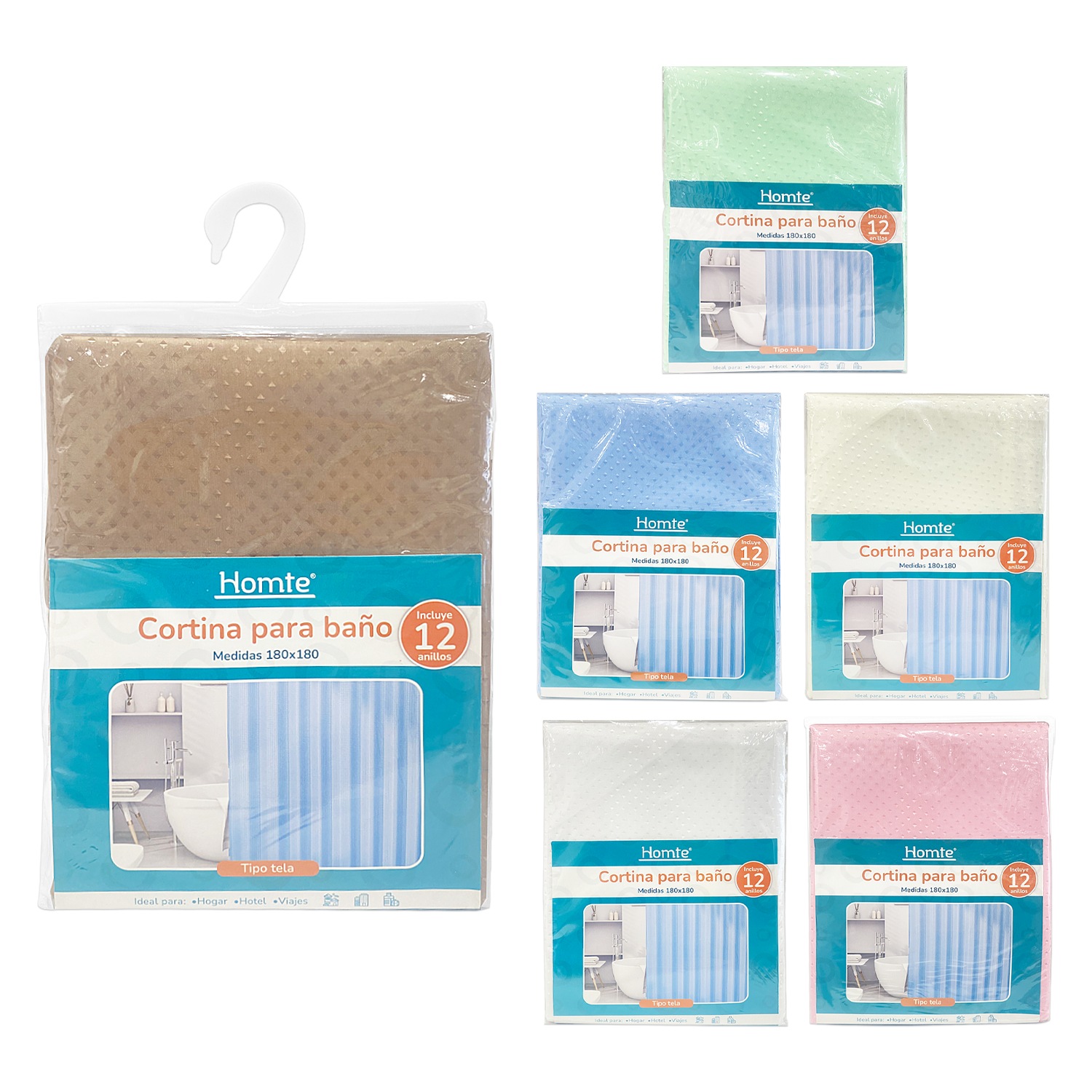 CORTINA DE BAÑO TIPO TELA 180*180CM
