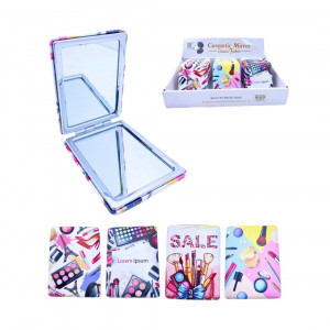 CAJA*12 ESPEJO LUJO DOBLE CARA COSMETICOS ESTAMPADO BMR-4887-2