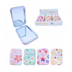 CAJA*12 ESPEJO LUJO DOBLE CARA FLORES ESTAMPADO BMR-4888-1
