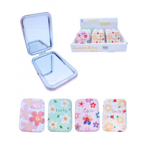 CAJA*12 ESPEJO LUJO DOBLE CARA FLORES ESTAMPADO BMR-4888-1