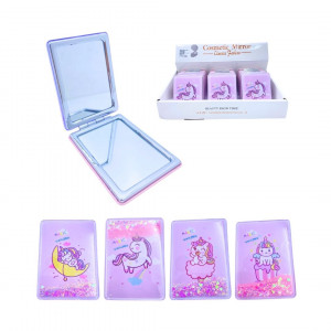 CAJA*12 ESPEJO LUJO DOBLE CARA UNICORNIO ESTAMPADO BMR-4889-1