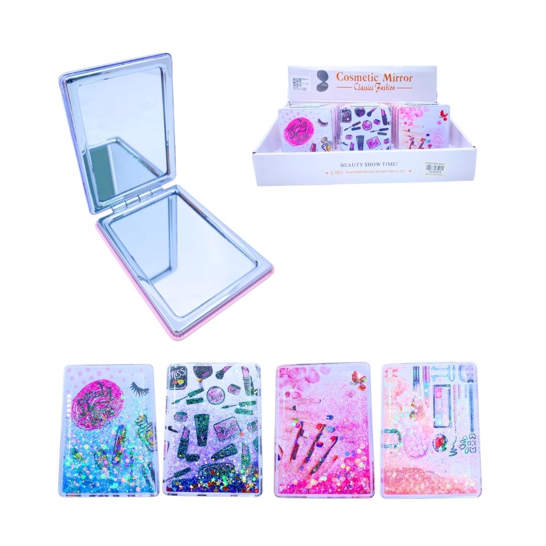 CAJA*12 ESPEJO LUJO DOBLE CARA COSMETICOS ESTAMPADO BMR-4889-4