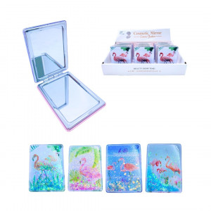 CAJA*12 ESPEJO LUJO DOBLE CARA FLAMENCOS ESTAMPADO BMR-4889-6