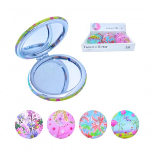 CAJA*12 ESPEJO LUJO DOBLE CARA FLORES ESTAMPADO BMR-4890-2