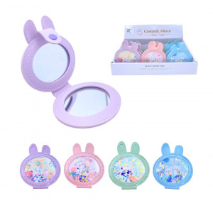 CAJA*12 ESPEJO LUJO DOBLE CARA OREJITAS ESTAMPADO BMR-5464