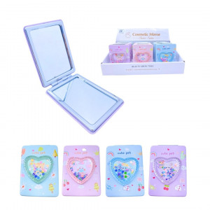 CAJA*12 ESPEJO LUJO DOBLE CARA CORAZON ESTAMPADO BMR-5469