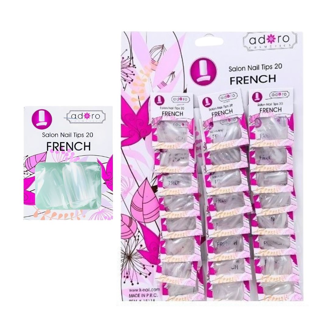 CARTON UÑA ADORO TRANSPARENTE X24 FRENCH 15118