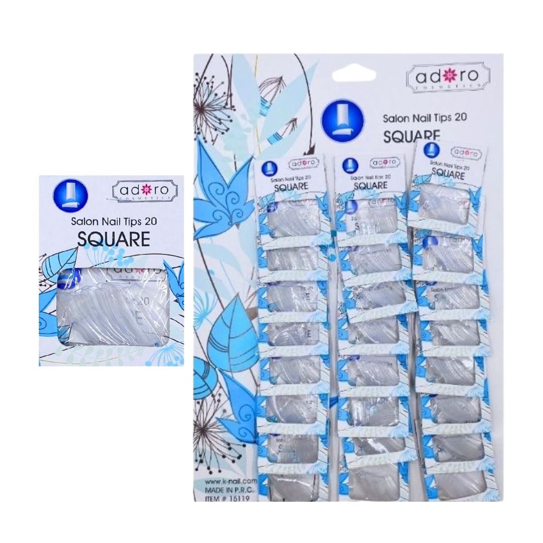 CARTON UÑA ADORO X24 SQUARE TRANSPARENTE 15119