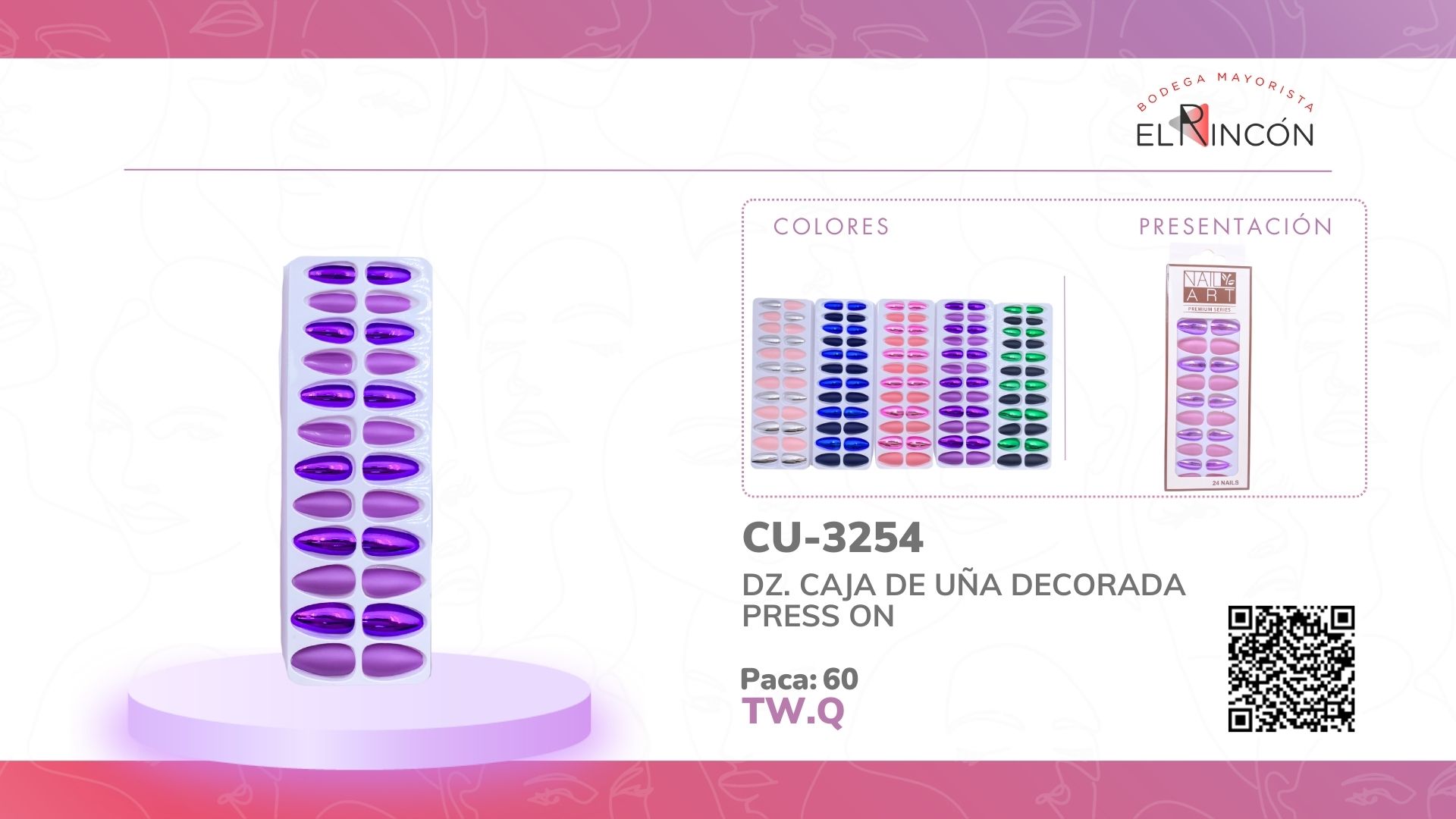DZ. CAJA DE UÑA DECORADA PRESS ON BMR-3254