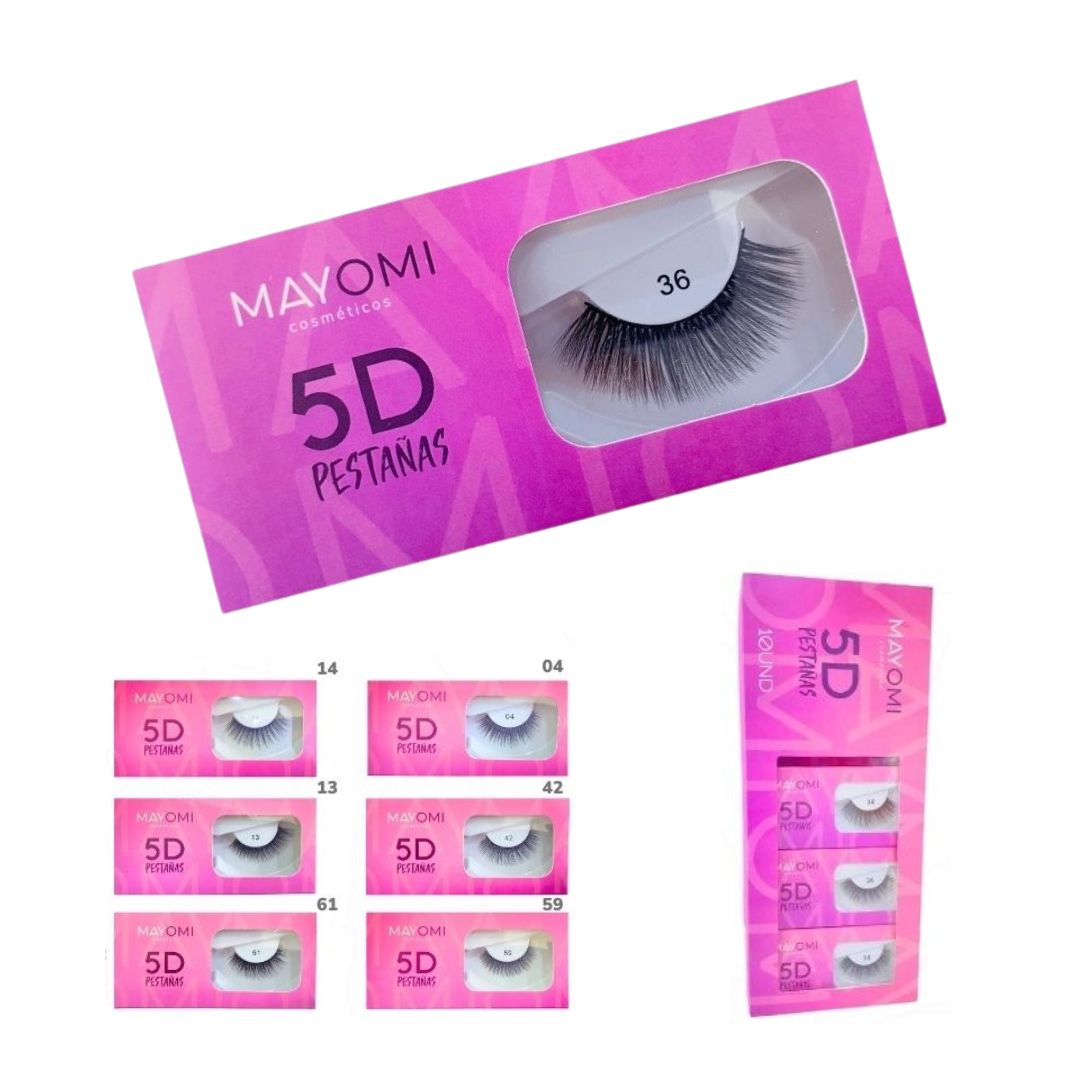 CAJA PESTAÑAS POSTIZAS 5D ENTERAS MAYOMI X10 BMR-1756