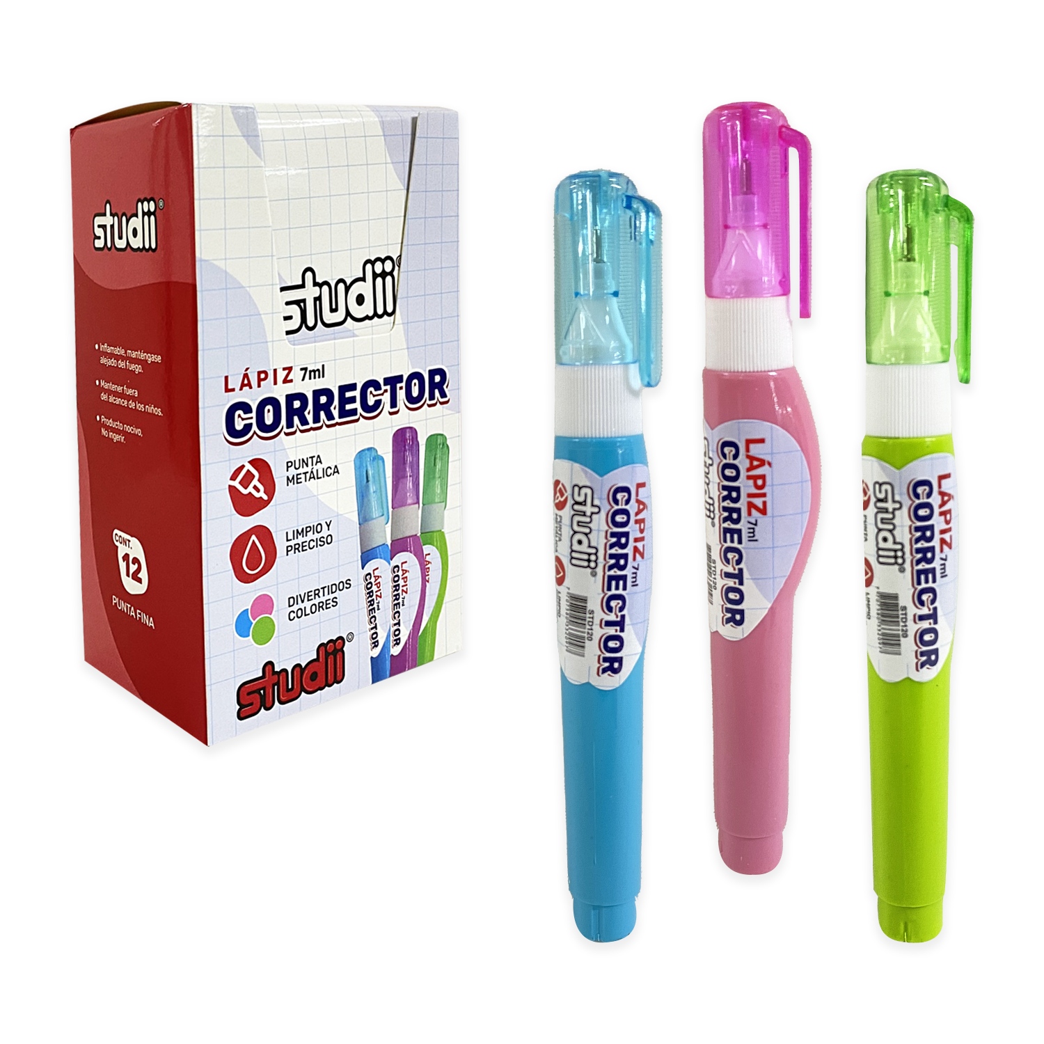 CORRECTOR LIQUIDO COLORES 7ML (CJX12)