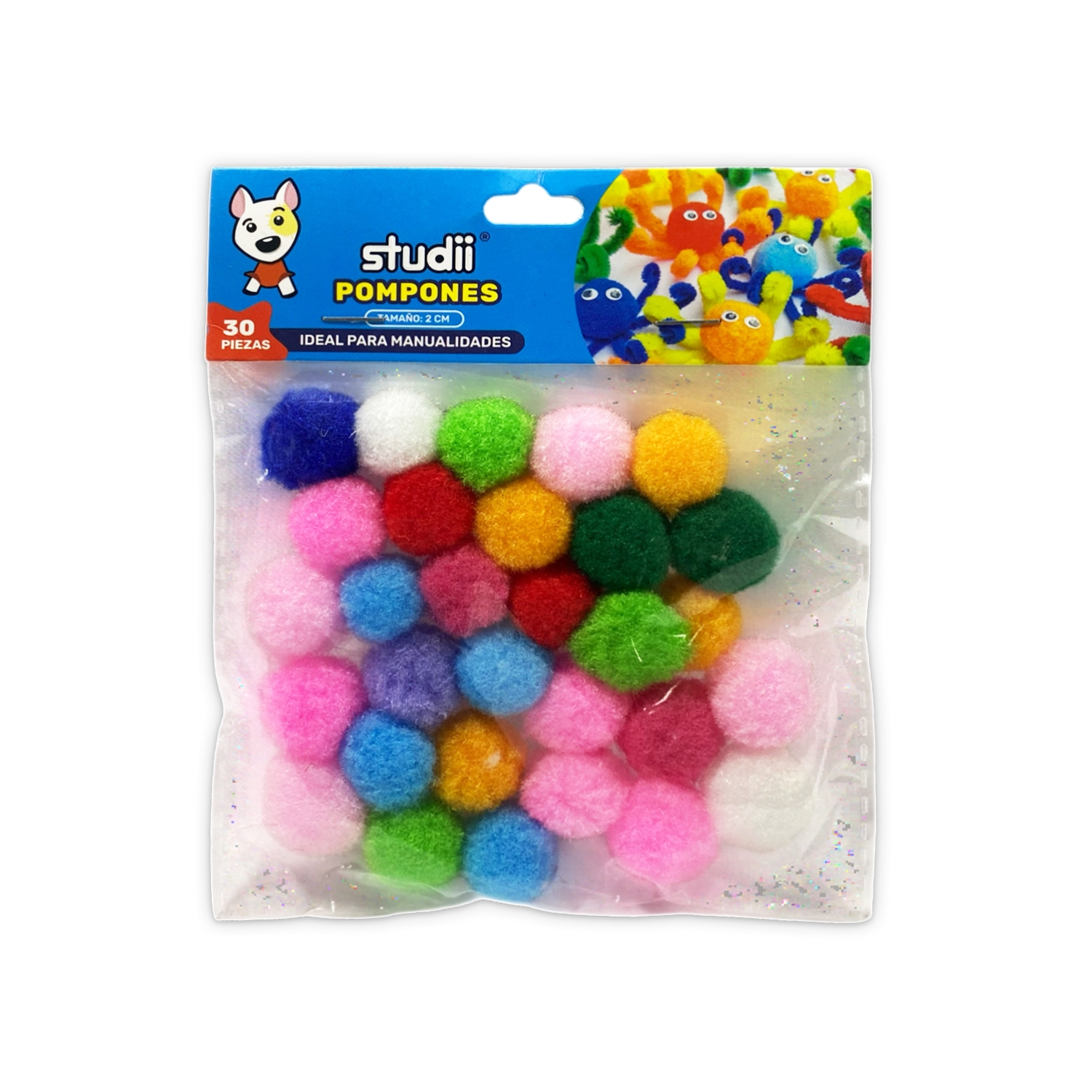 PAQUETE POMPONES DE COLORES PARA MANUALIDADES X30 (PQTX12)
