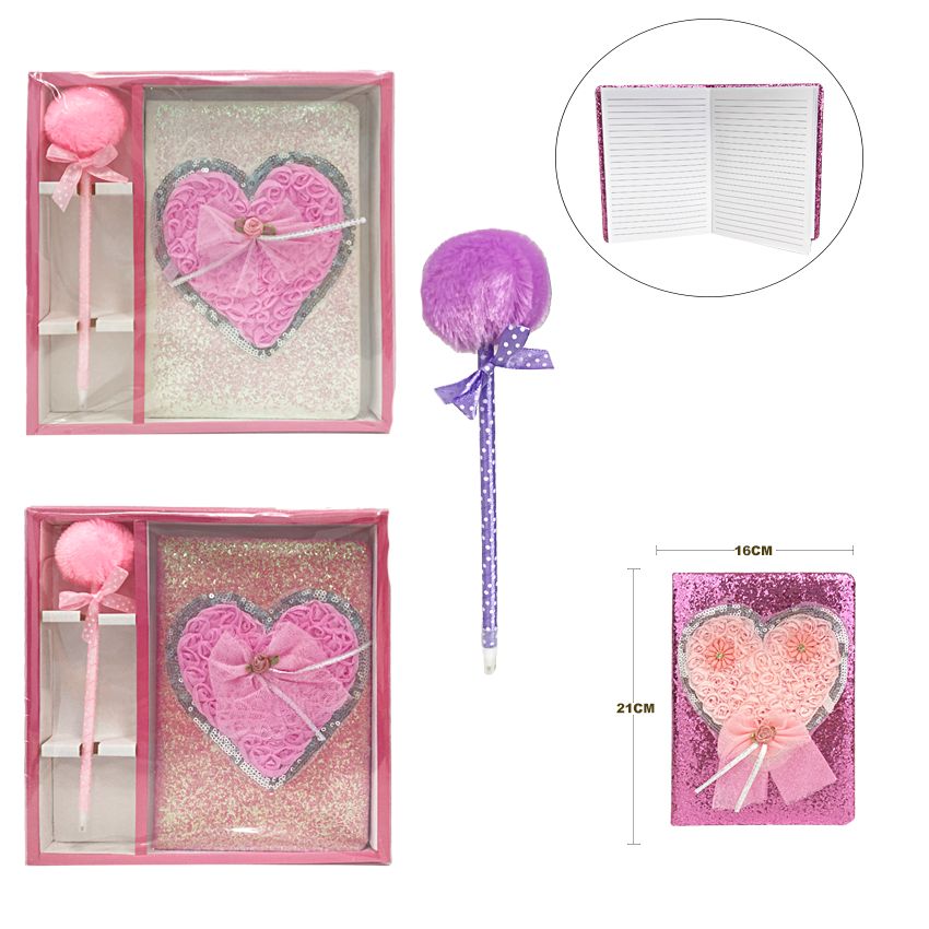 AGENDA CON LAPICERO CORAZON BRILLANTE LINEAS