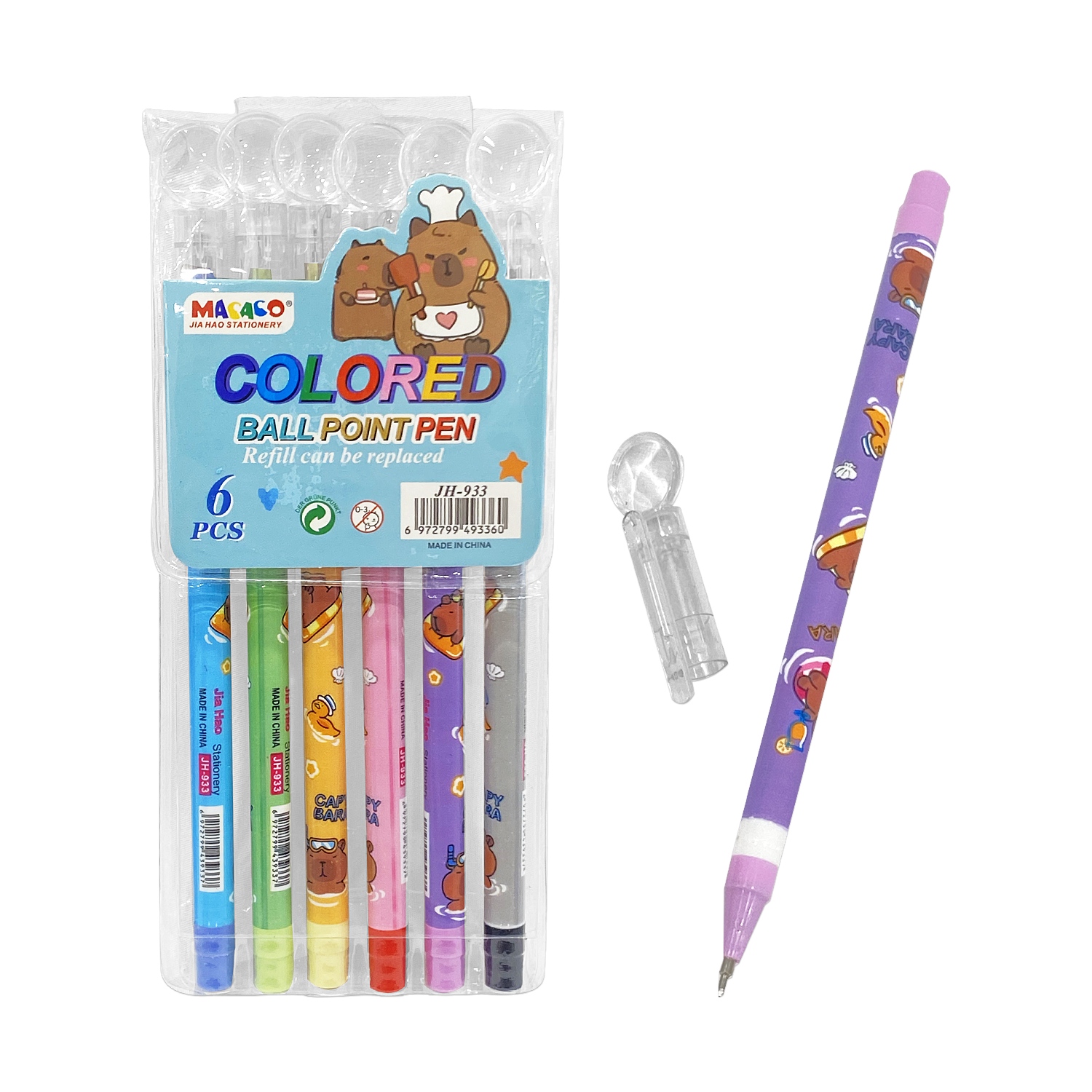 SET LAPICERO CAPIBARA X6