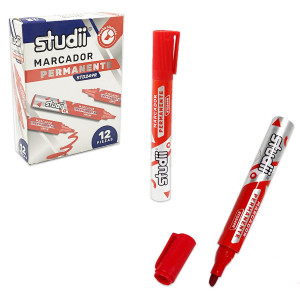 CAJA MARCADOR PERMANENTE ROJO X12
