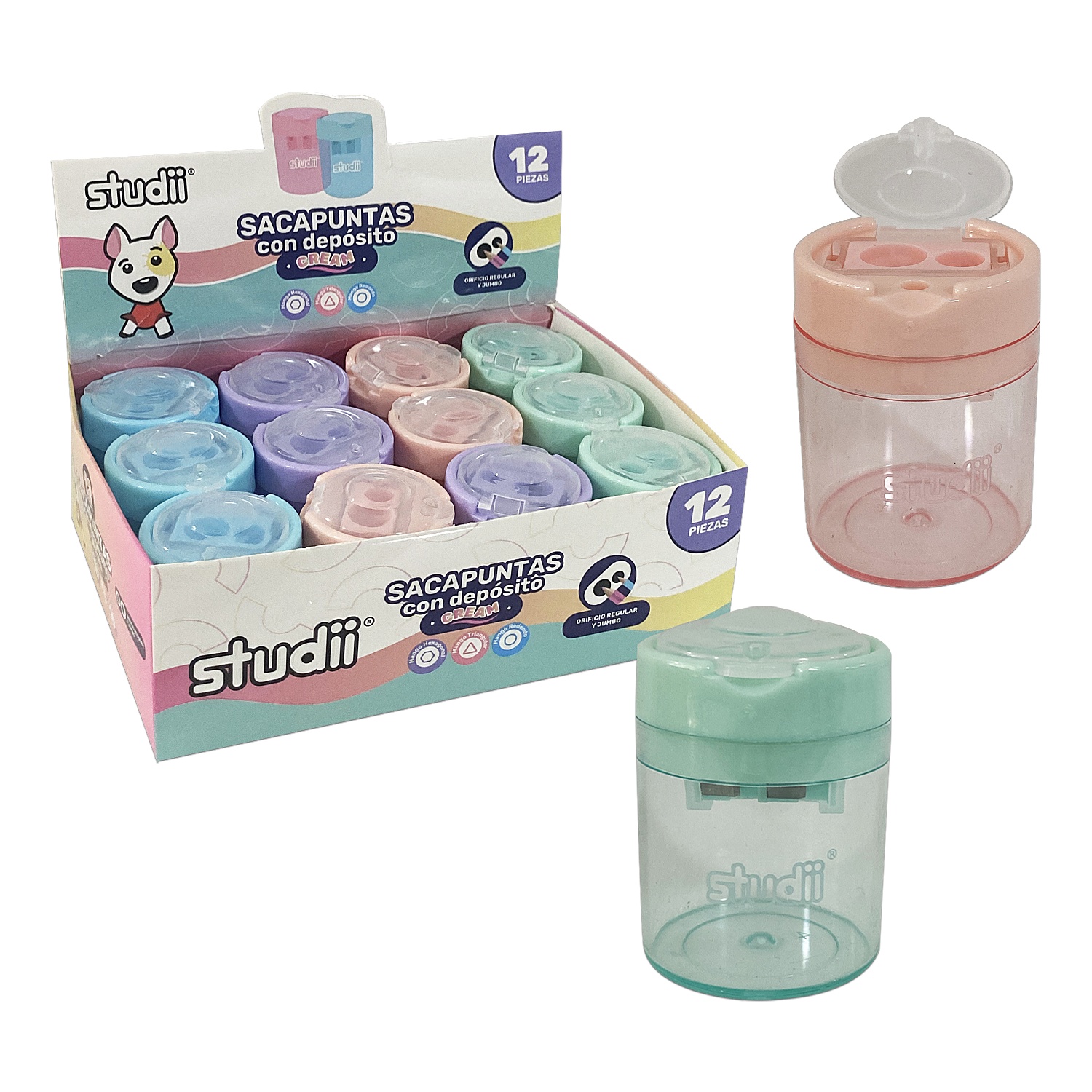 SACAPUNTA CON DEPOSITO COLOR PASTEL (CJX12)