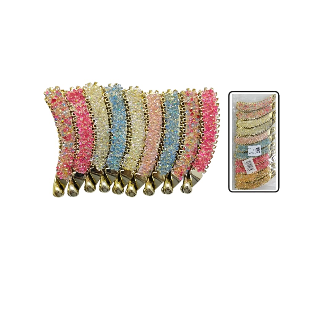 GANCHO BANANA MD DORADO PIEDRAS DK-3323-4 (PQX12)