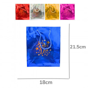 DZ. BOLSA REGALO HOLOGRAMA M "FELIZ DIA" 21.5X18X7.5CM BMR-2714