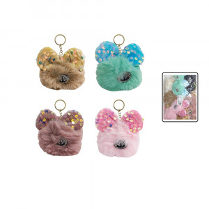 LLAVERO POM POM OSITO LENTEJUELAS DK-3316 (PQTX12)