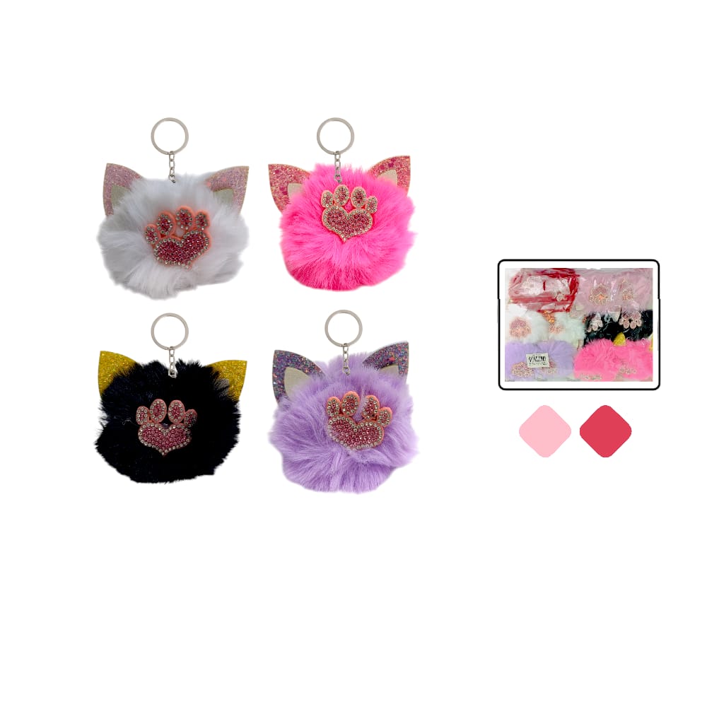 LLAVERO POM POM FIGURA HUELLAS  L2230-2 (PQTX12)