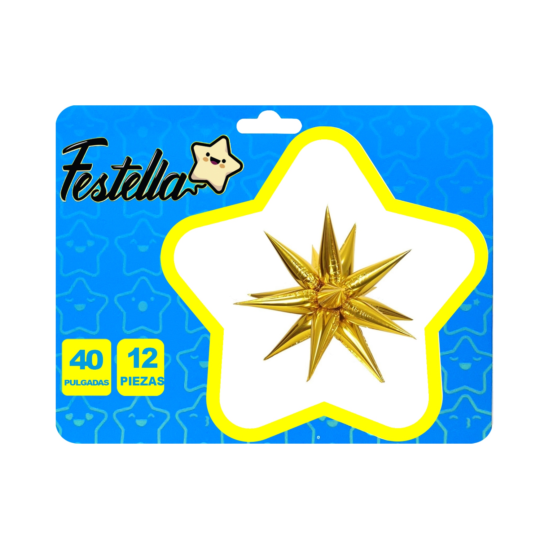 GLOBO ESTRELLA X12 PIEZAS DORADO 40"(PQTX12)