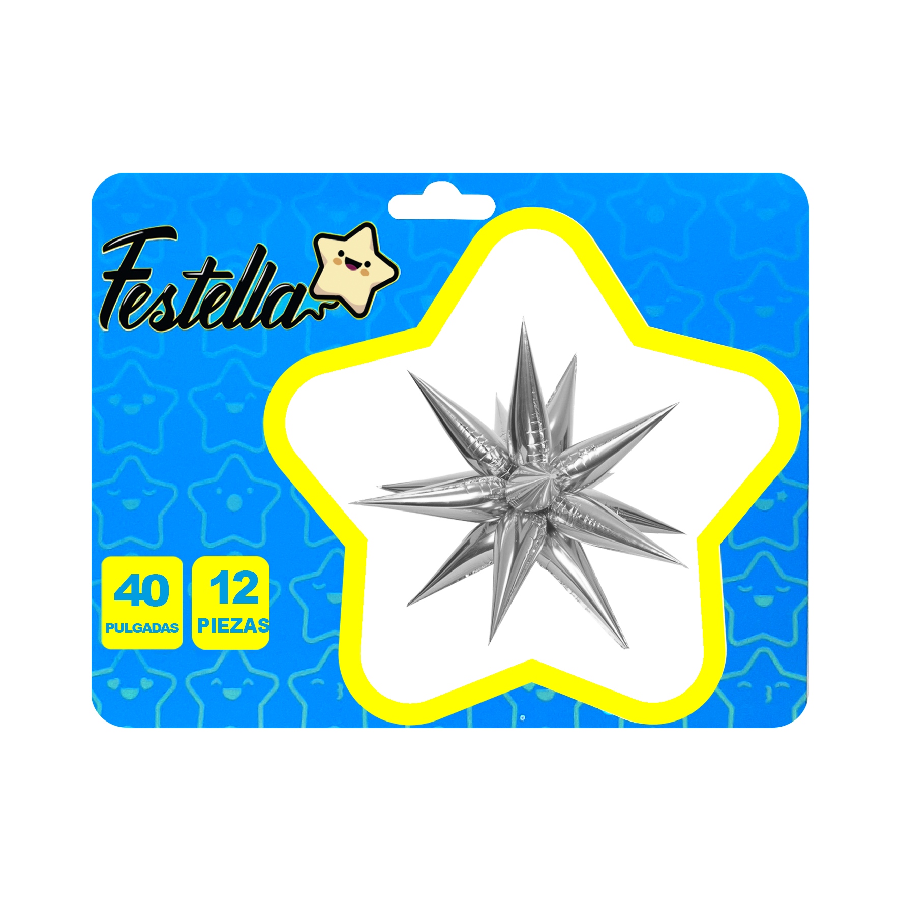 GLOBO ESTRELLA X12 PIEZAS PLATEADO 40" (PQTX12)