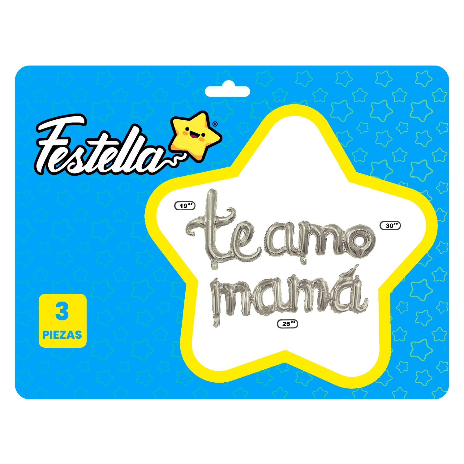 GLOBO TE AMO MAMA PLATEADO(PQTX12):