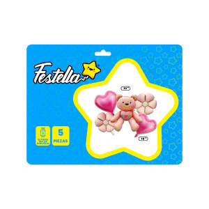 KIT GLOBO OSO Y FLOR X5 (PQTX12)