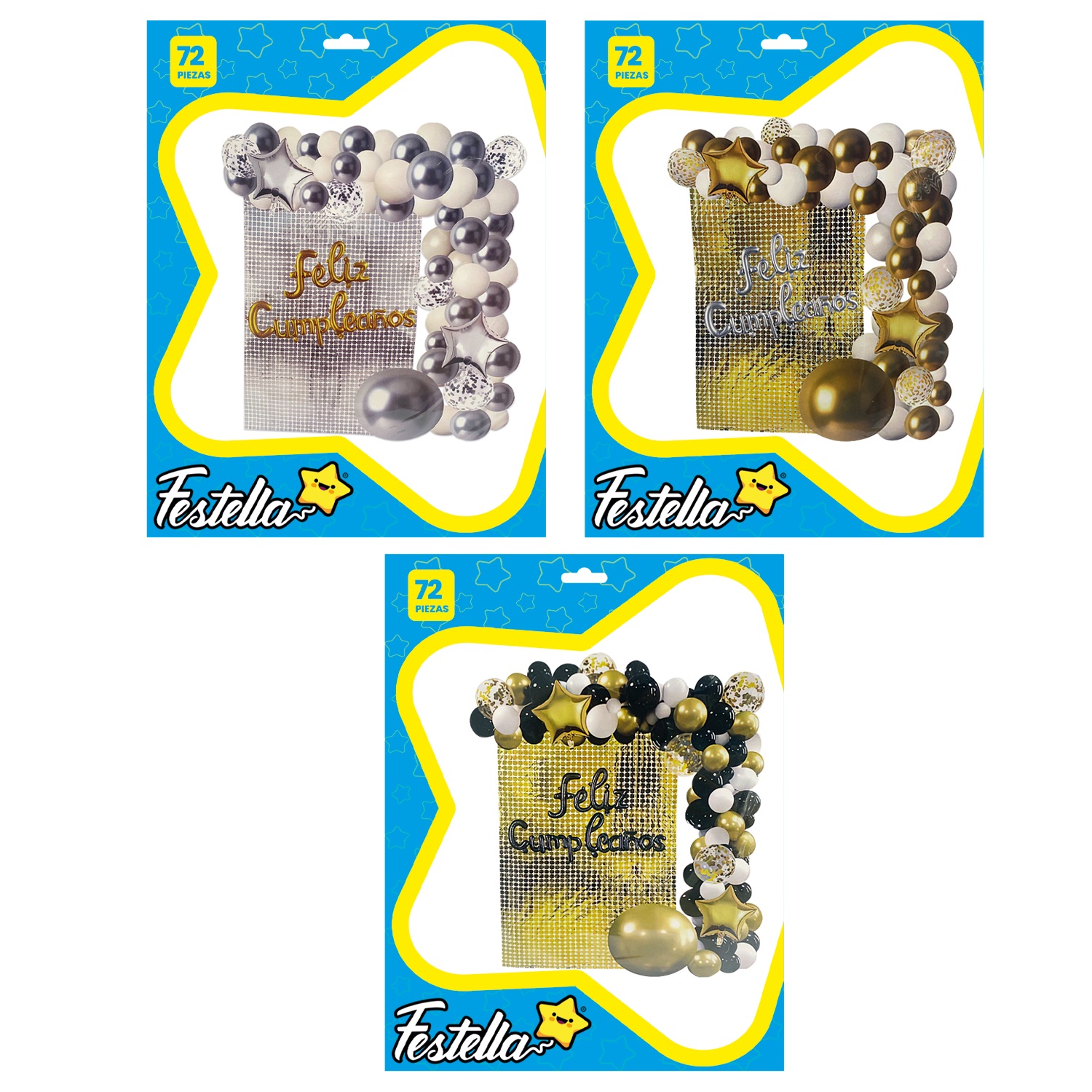 KIT GLOBO ORGANICO FELIZ CUMPLEAÑOS X72 (PQTX5)