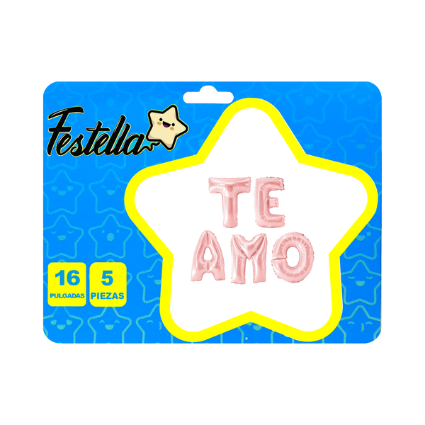 GLOBO TE AMO PALO DE ROSA (PQTX12):