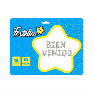 GLOBO BIENVENIDO PLATEADO(PQTX12)