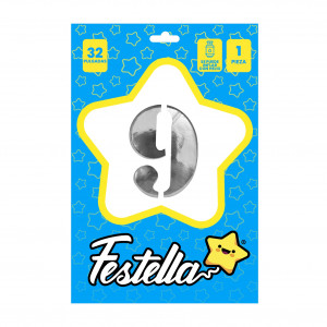 GLOBO PLATEADO 32" #9 (PQTX25)