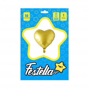 GLOBO CORAZON DORADO CARTON 18".(PQTX25):