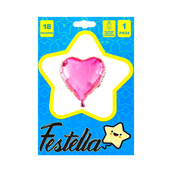 GLOBO CORAZON FUCSIA CARTON 18"(PQTX25):