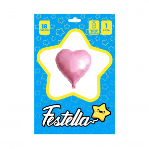 GLOBO CORAZON ROSADO CARTON 18" (PQTX25):