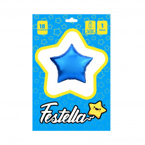 GLOBO ESTRELLA AZUL CARTON 18"(PQTX25)