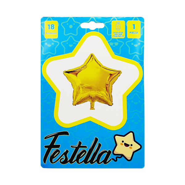 GLOBO ESTRELLA DORADO CARTON 18"(PQTX25)