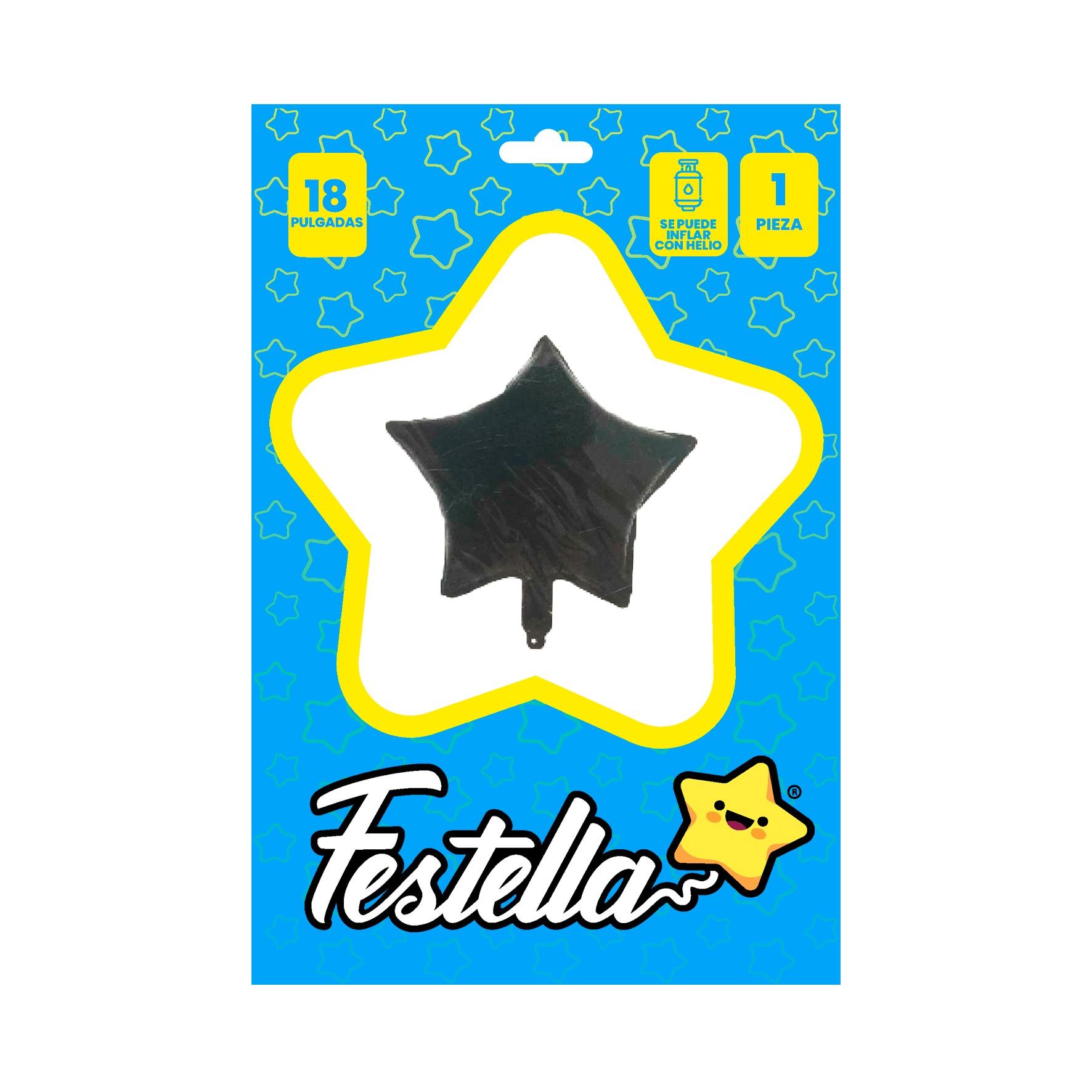 GLOBO ESTRELLA NEGRO CARTON 18"(PQTX25)