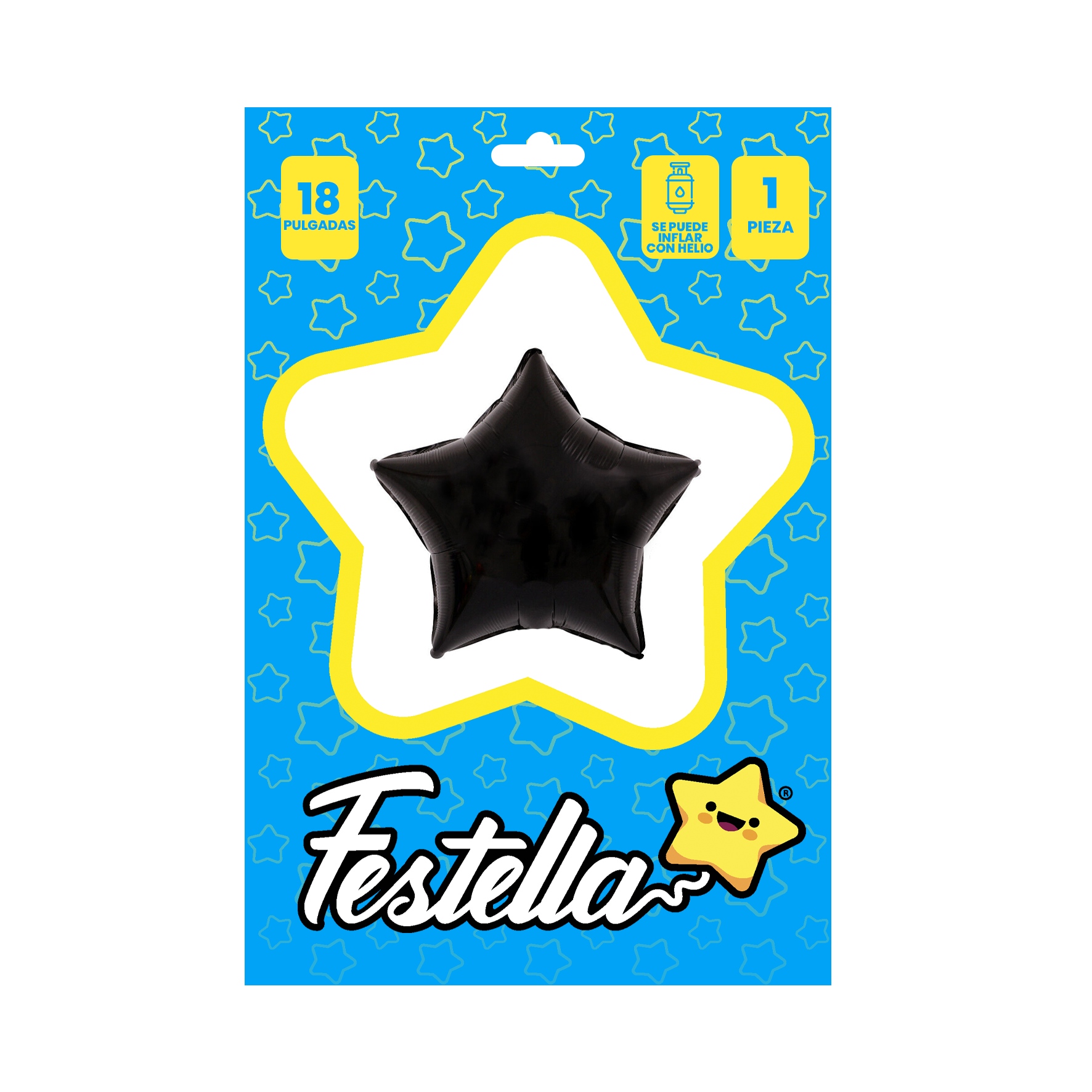 GLOBO ESTRELLA NEGRO CARTON 18"(PQTX25)
