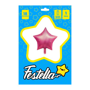 GLOBO ESTRELLA ROSADO CARTON 18"(PQTX25)