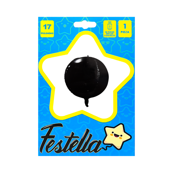 GLOBO REDONDO NEGRO 18"(PQTX25)