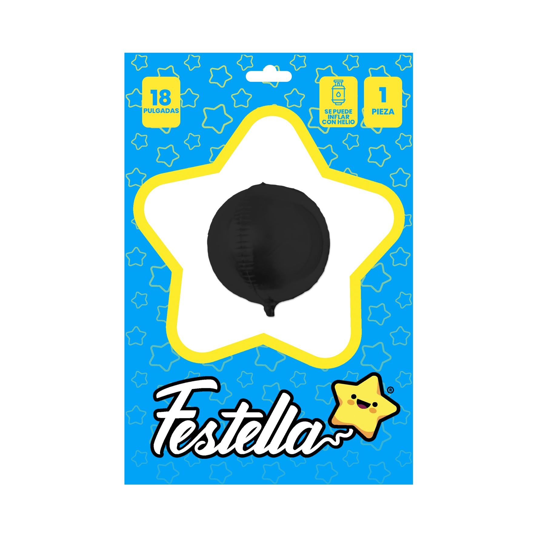 GLOBO REDONDO NEGRO 18"(PQTX25)