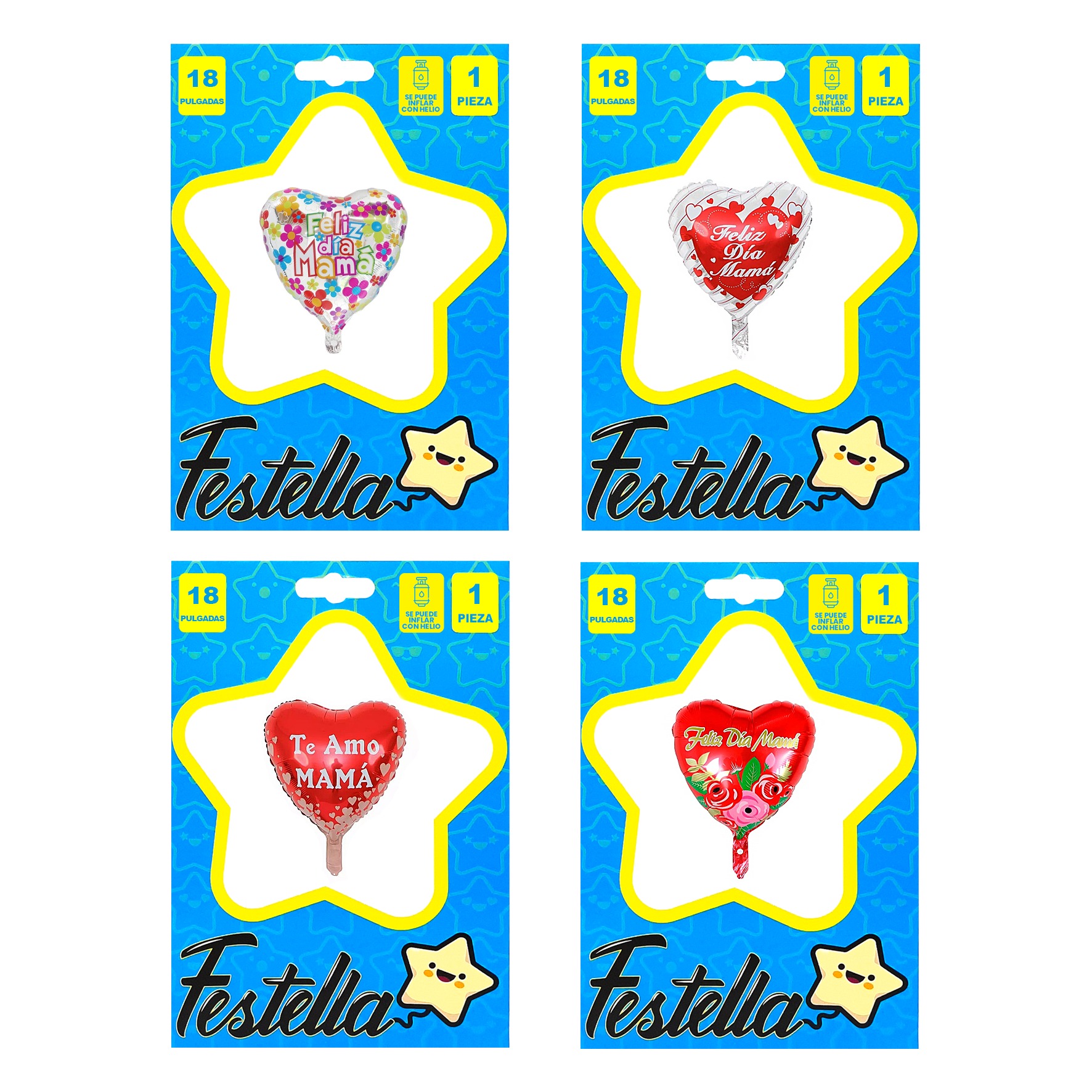 GLOBO CORAZON FELIZ DIA MAMA 18":