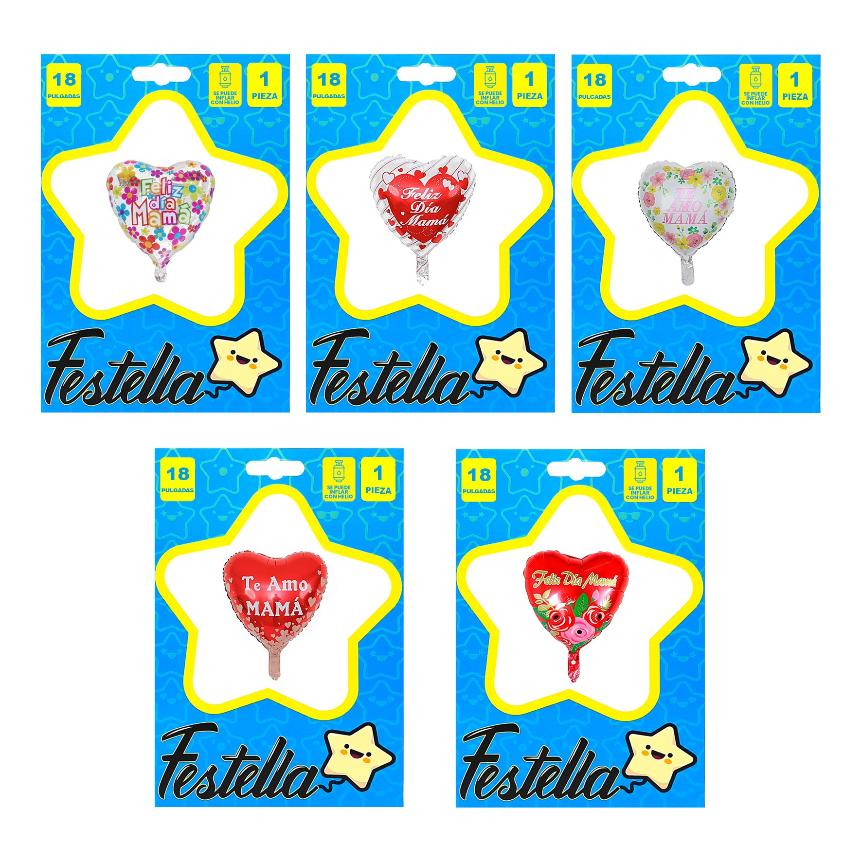 GLOBO CORAZON FELIZ DIA MAMA 18":