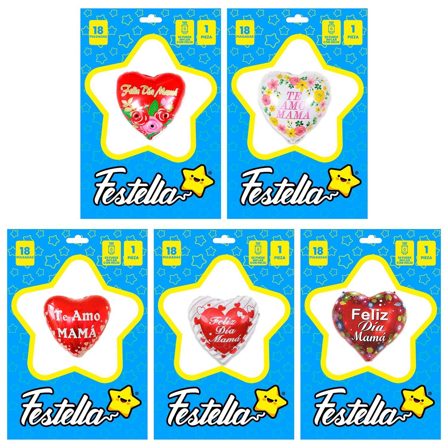 GLOBO CORAZON FELIZ DIA MAMA 18":