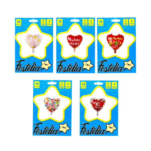 GLOBO CORAZON FELIZ DIA MAMA 18":