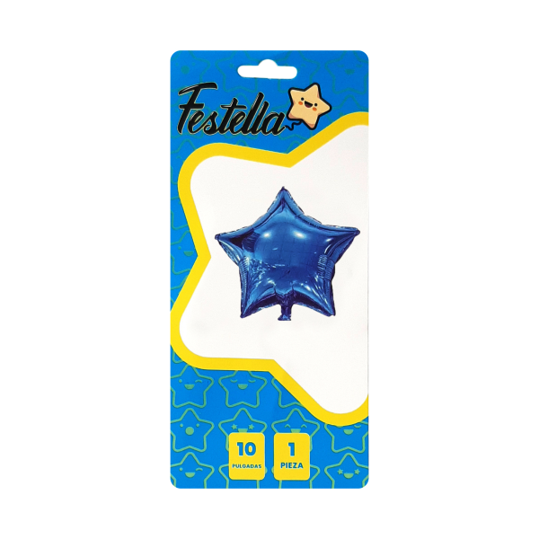 GLOBO ESTRELLA AZUL 10" CARTON (PQTX25)