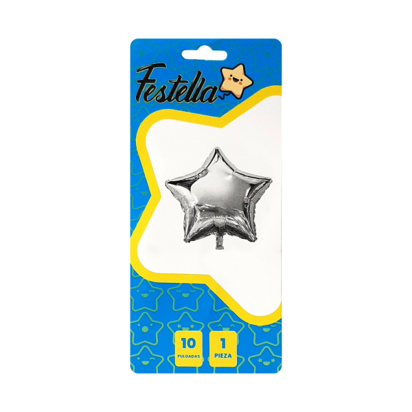 GLOBO ESTRELLA PLATEADO 10" CARTON (PQTX25)